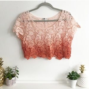 Pink coral ombre crochet crop top (2/$10)